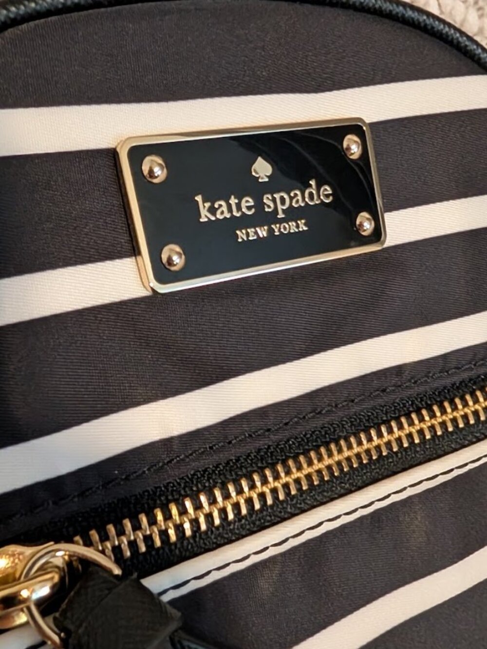 Kate Spade Wilson Road Bradley Backpack Stripe Black - Picture 2 of 5